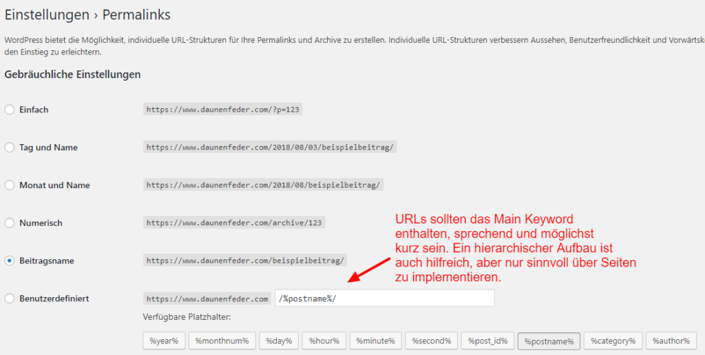 WordPress SEO Permalinks