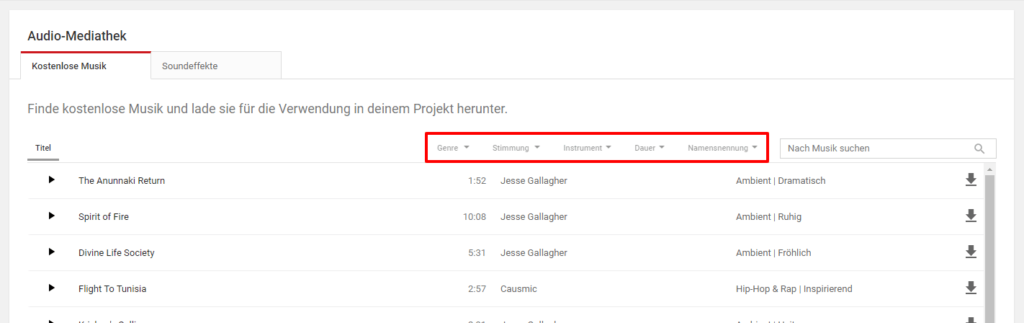 YouTube Audio-Mediathek