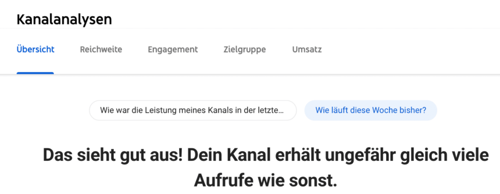 YouTube Analytics Übersicht