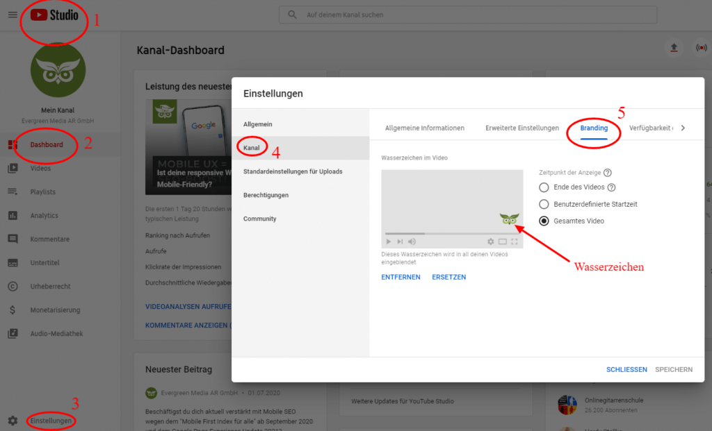 Anleitung YouTube-Wasserzeichen erstellen