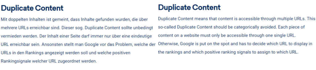 Übersetzungen sind kein Duplicate Content