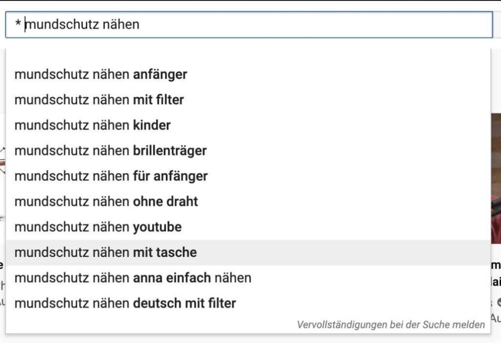 Suchverfeinerung mit Asterisk