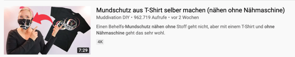 gutes Beispiel für Thumbnail auf Youtube
