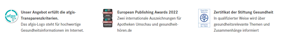 Qualitätssiegel auf der Seite von Apotheken Umschau