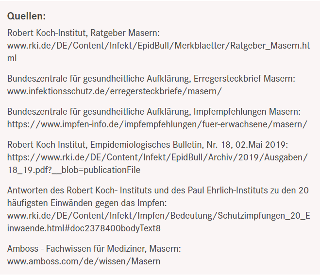 Quellen auf der Seite von Apotheken Umschau
